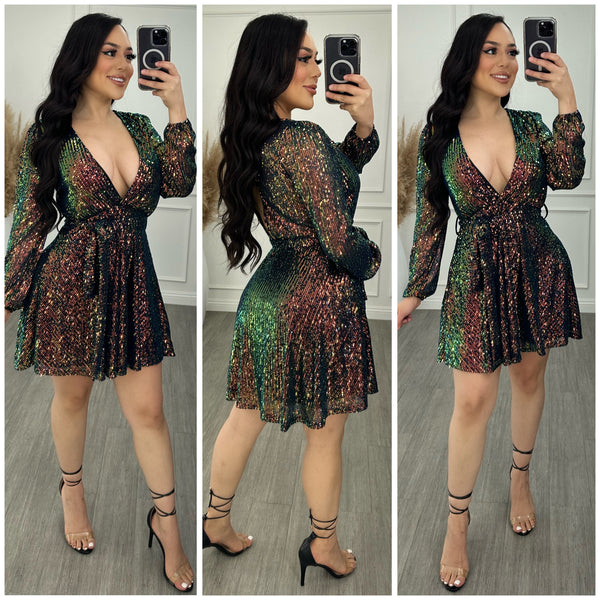 Here To Shine Sequin Dress (Multicolor)