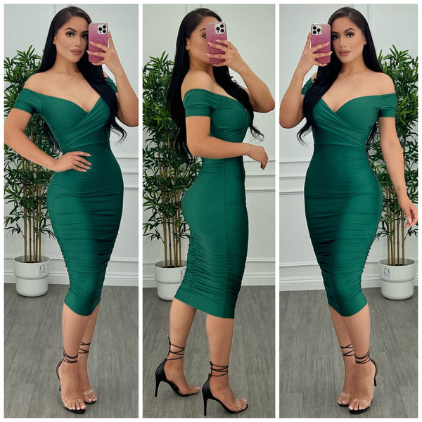 Hunter green bandage sales dress