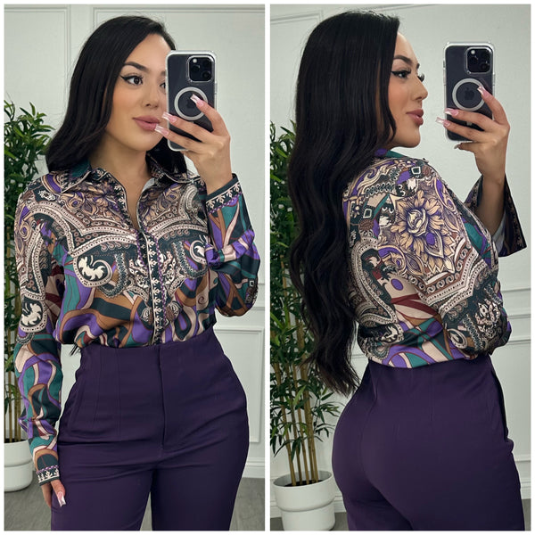 All Over Satin Blouse (Purple)