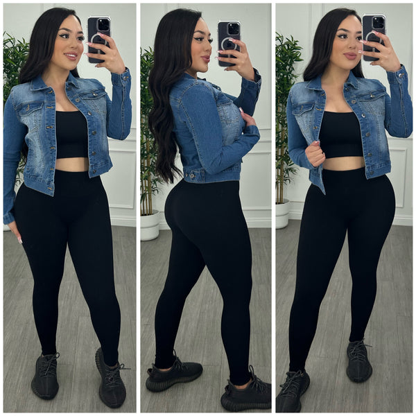Basic Denim Jacket (Medium Blue)