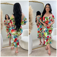 Tropical Mermaid Floral Dress (Off White)